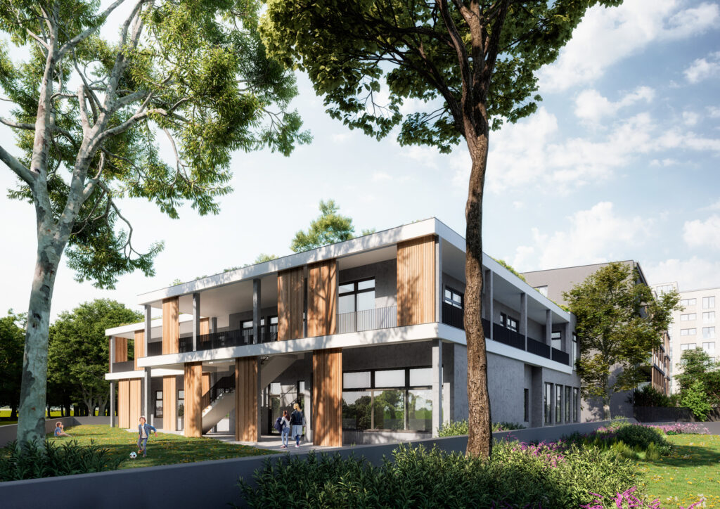 3D-Visualisierung einer Kindertagesstätte in Düsseldorf - "Kita Düsselfüchse"