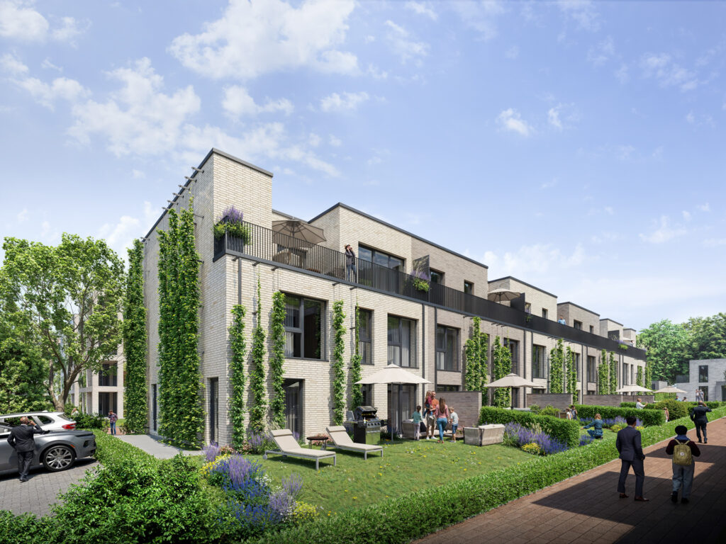 Formgrafik Architekturvisualisierung Reihenhäuser an der Ems in Rheine