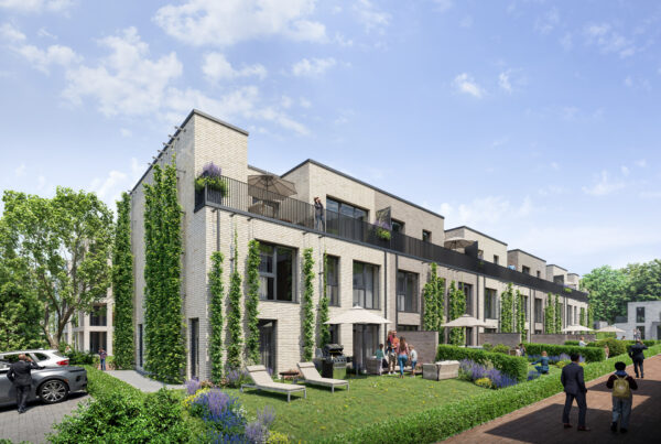 Formgrafik Architekturvisualisierung Reihenhäuser an der Ems in Rheine